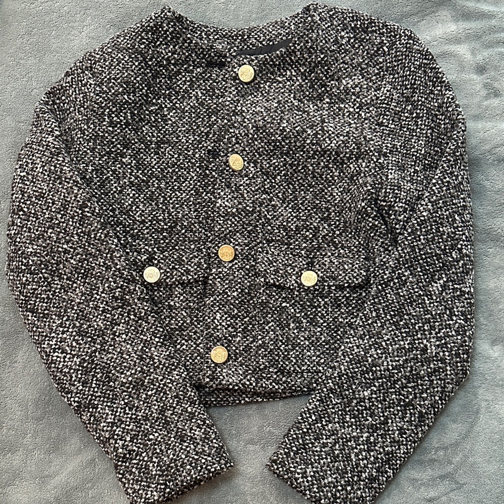 Abercrombie & Fitch Black and White Textured Jacket